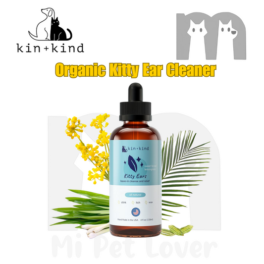 Kin+Kind Cat Ear Cleaner 4oz Cat Ear Drops Vet Ear Solution Eliminates Wax