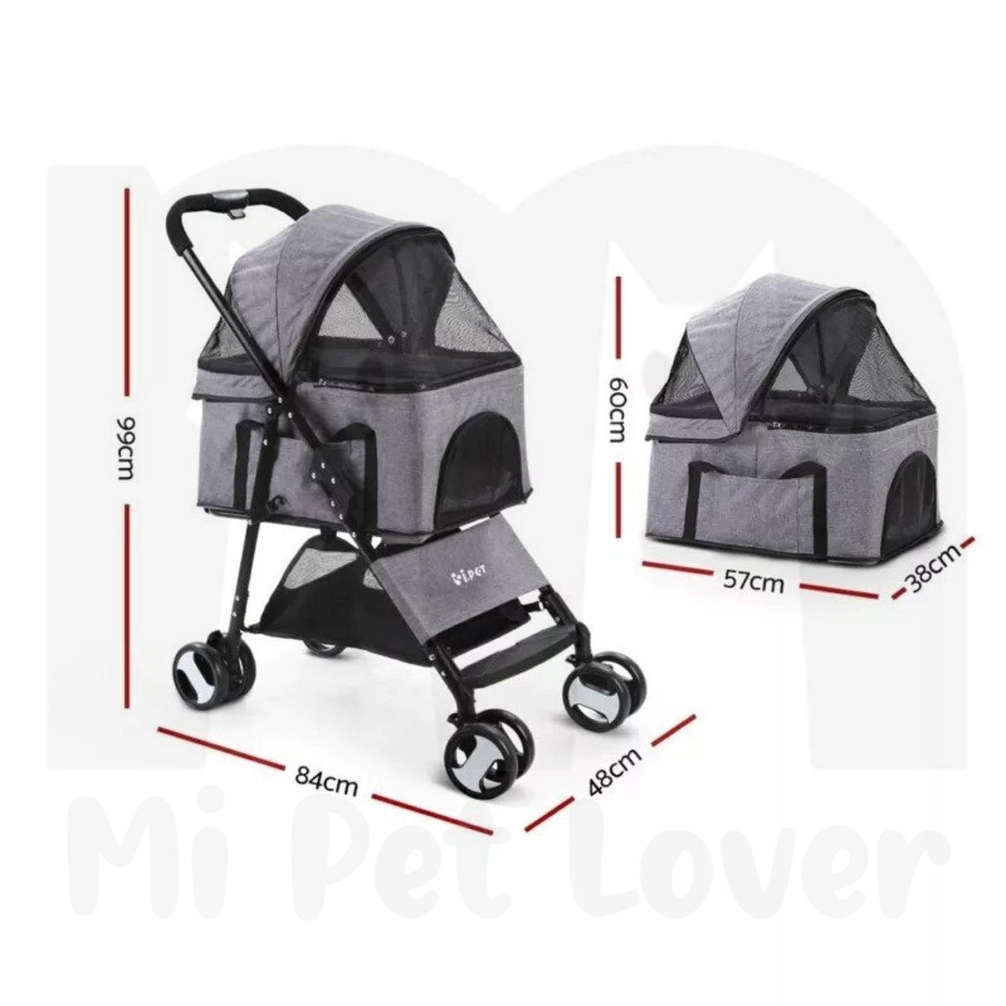 【802】 Detachable Pet Stroller Dog Stroller With Detachable Carrier Foldable Carrier Lightweight Travel