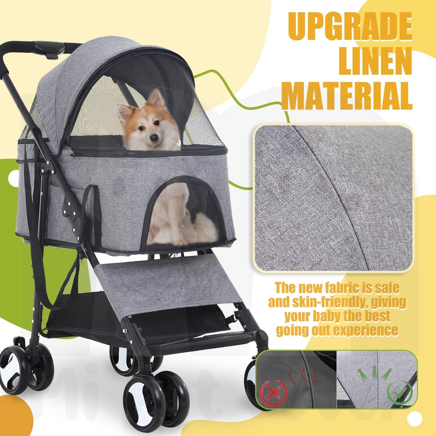 【802】 Detachable Pet Stroller Dog Stroller With Detachable Carrier Foldable Carrier Lightweight Travel