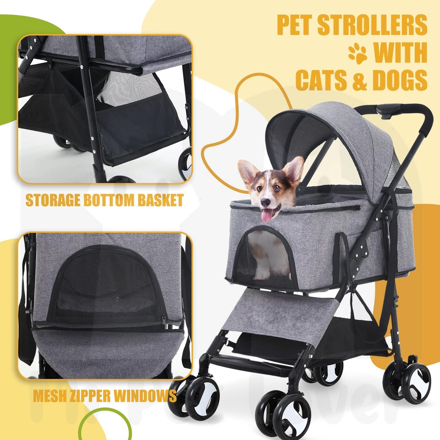 【802】 Detachable Pet Stroller Dog Stroller With Detachable Carrier Foldable Carrier Lightweight Travel