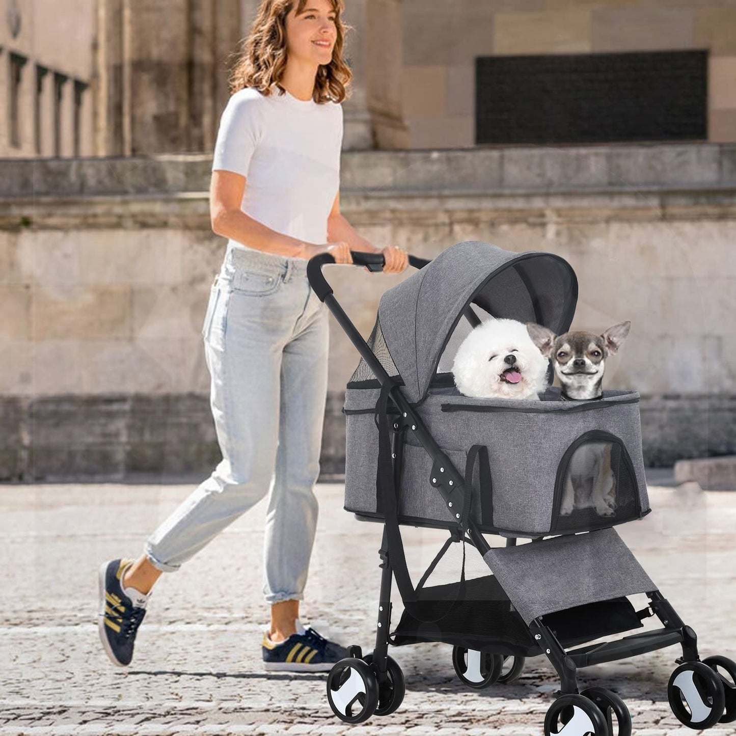 【802】 Detachable Pet Stroller Dog Stroller With Detachable Carrier Foldable Carrier Lightweight Travel